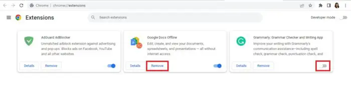 Remove or disable Chrome extensions