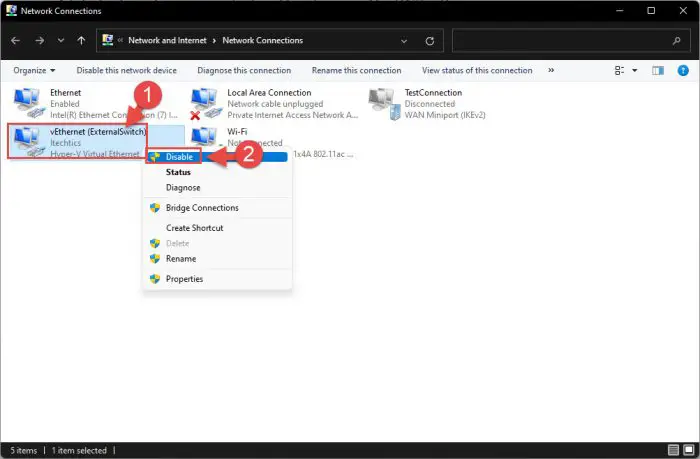 Restart network adapter