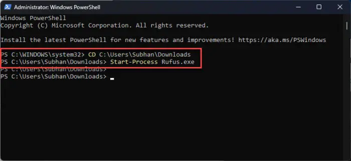 Run executable file from PowerShell using Start Process command2