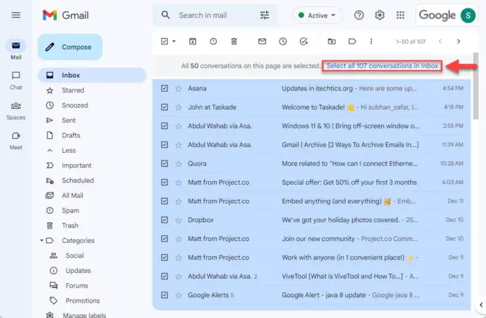 Select all Inbox emails