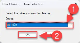 Select drive in Disk Cleanup