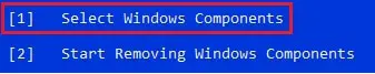 select select windows components remove