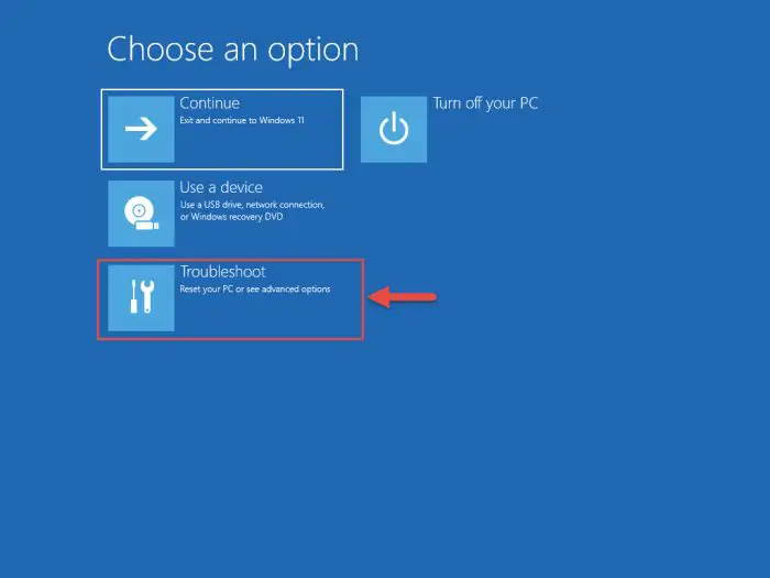 Select Troubleshoot