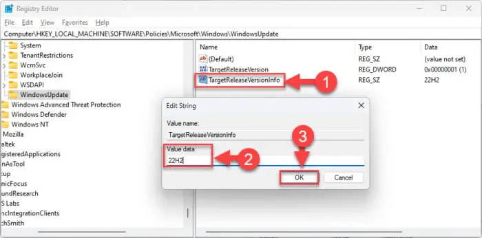 Set value for TargetReleaseVersionInfo