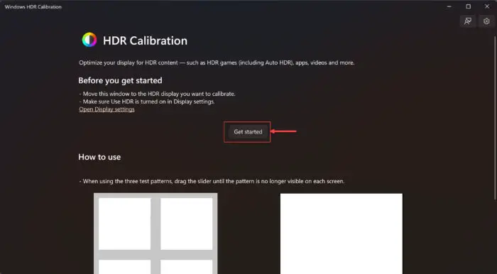 Start the calibration process using Windows HDR Calibration app
