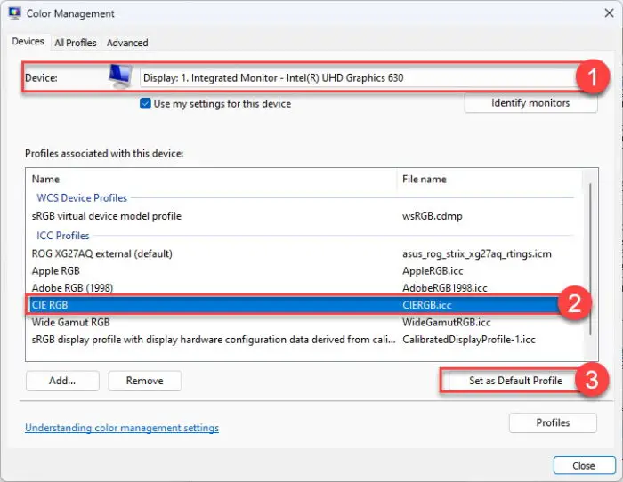 Switch an ICC profile through Color Management