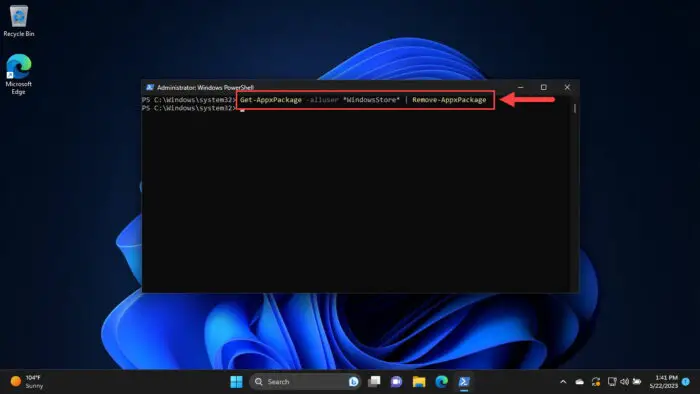 Uninstall Microsoft Store from PowerShell