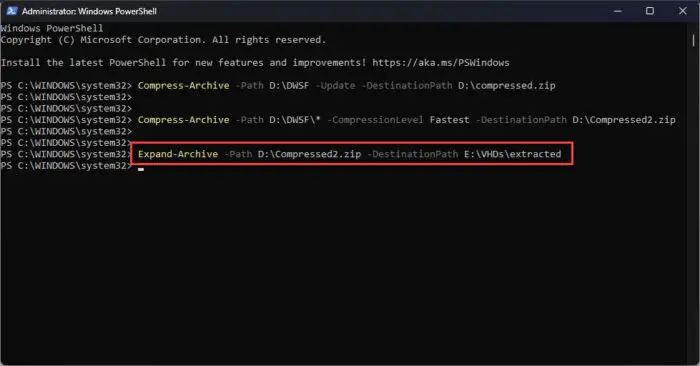 Unzip files with PowerShell