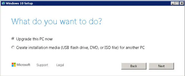 Upgrade from Windows 7 to Windows 10 using Media Creation Tool