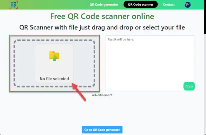 Upload QR code file