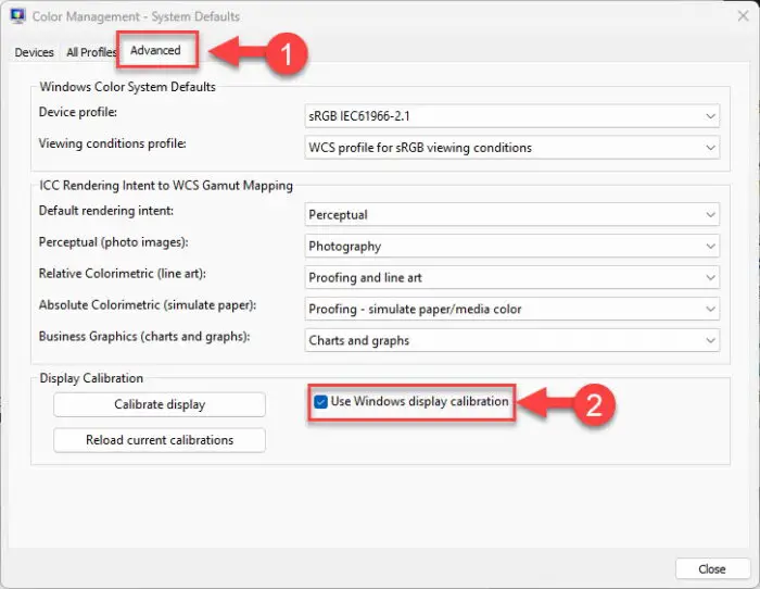 Use Windows display calibration