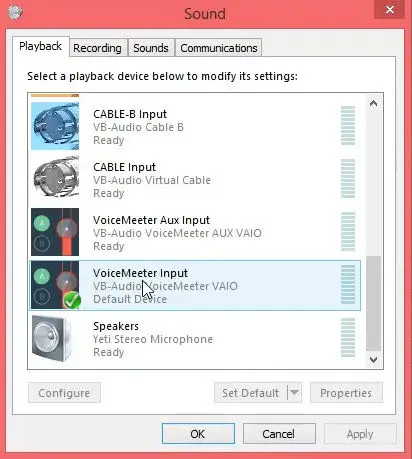 VoiceMeeter Input default