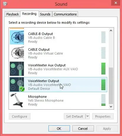 VoiceMeeter Output Default