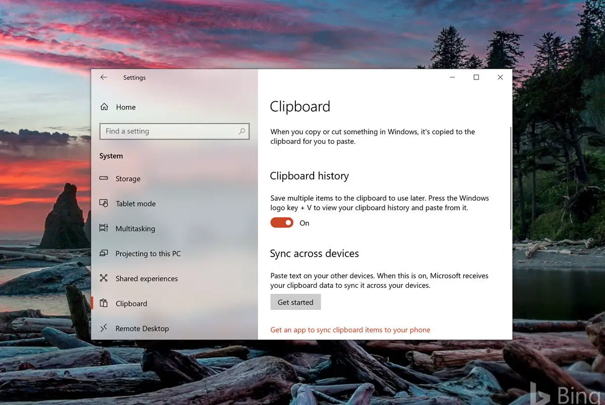 Windows 10 Clipboard history