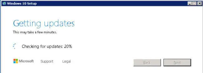 Windows 10 setup getting updates