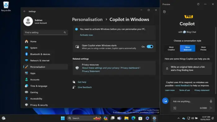 Windows Copilot will now start automatically