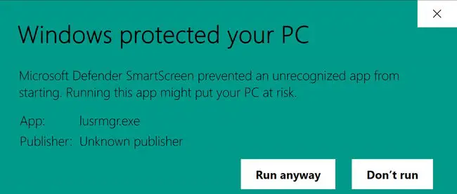 Windows protected you SmartScreen