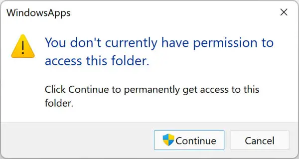 WindowsApps permissions access denied