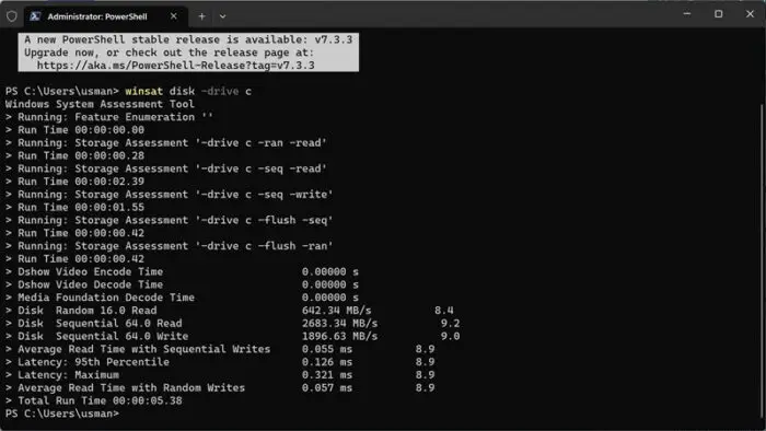 WinSAT SSD Test