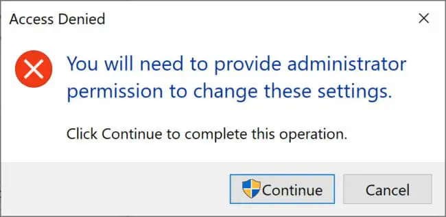 You need to provide administrator permission