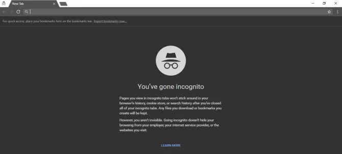 Incognito window in Google Chrome