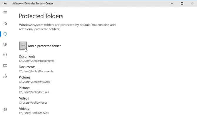 Add a protected folder