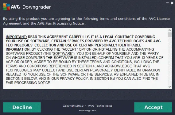 AVG Downgrader agreement