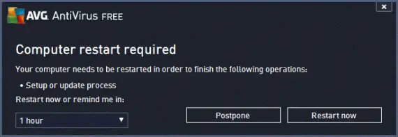 AVG Free Antivirus restart required