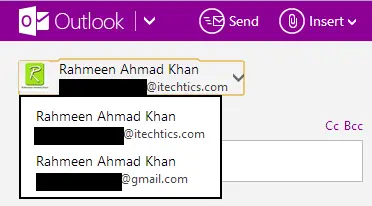 choose sender in outlook