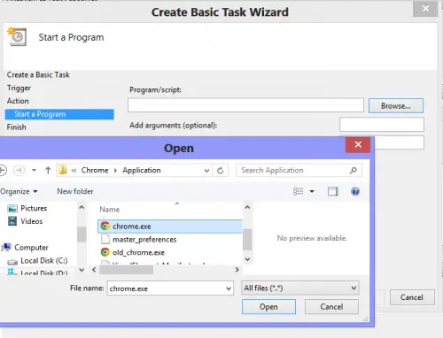 Create Basic Task in Task Scheduler in Windows 8