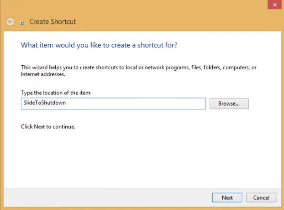 Create Shortcut Slide To Shutdown