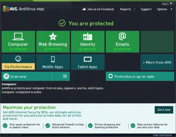 Final result with AVG Free Antivirus