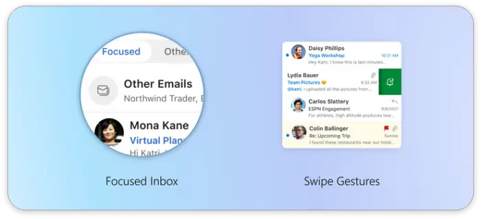 Focused Inbox and swipe gestures in Outlook for Mac