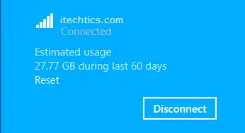 Metered Connection - Estimated data usage